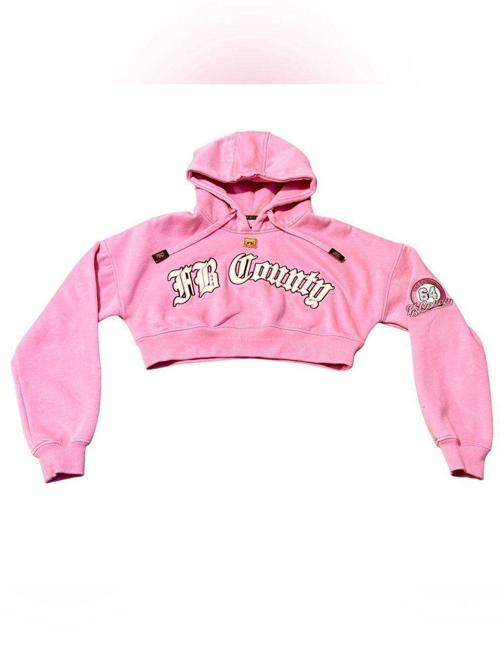 FB County Old School Pink Crop Hoodie Size Small